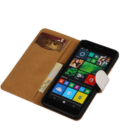 Microsoft Lumia 640 Effen Booktype Wallet Hoesje Wit