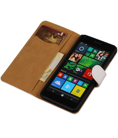 Microsoft Lumia 640 Crocodile Booktype Wallet Hoesje Wit