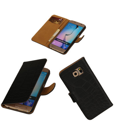 Samsung Galaxy Grand Max Croco Booktype Wallet Hoesje Zwart