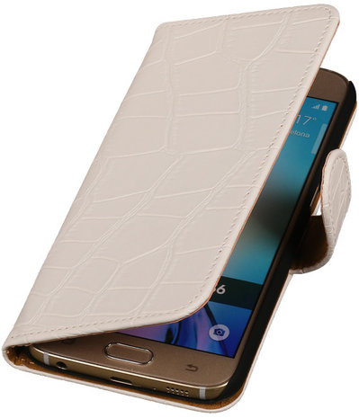 Samsung Galaxy Grand Max Croco Booktype Wallet Hoesje Wit