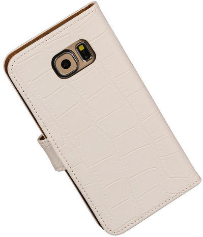 Samsung Galaxy Grand Max Croco Booktype Wallet Hoesje Wit