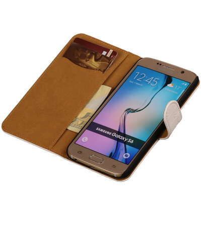 Samsung Galaxy Grand Max Croco Booktype Wallet Hoesje Wit