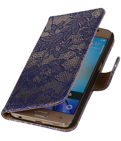 Samsung Galaxy Grand Max Lace Booktype Wallet Hoesje Blauw