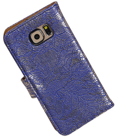 Samsung Galaxy Grand Max Lace Booktype Wallet Hoesje Blauw