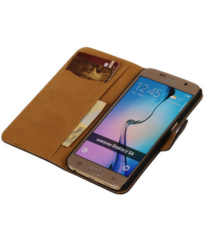 Samsung Galaxy Grand Max Effen Booktype Wallet Hoesje Zwart