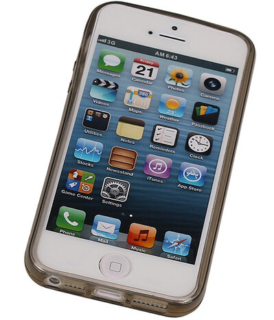 Apple iPhone 5 /5S TPU Hoesje Transparant Grijs – Back Case Bumper Hoes Cover