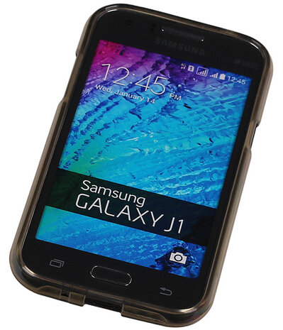 Samsung Galaxy J1 TPU Hoesje Transparant Grijs – Back Case Bumper Hoes Cover