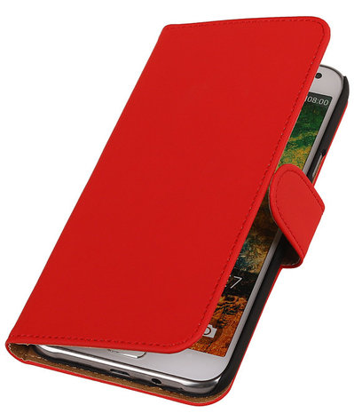 Rood Effen Bookcover Hoesje Samsung Galaxy E7