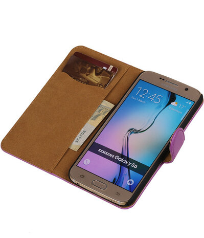 Samsung Galaxy S6 Leder Look Hoesje - Paars