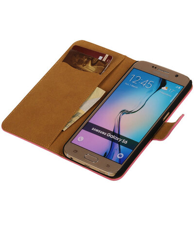Samsung Galaxy S6 Leder Look Hoesje - Roze