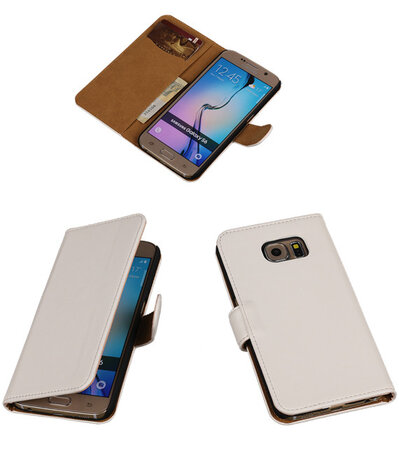 Samsung Galaxy S6 Leder Look Hoesje - Wit