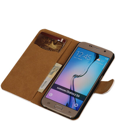 Samsung Galaxy S6 Leder Look Hoesje - Wit