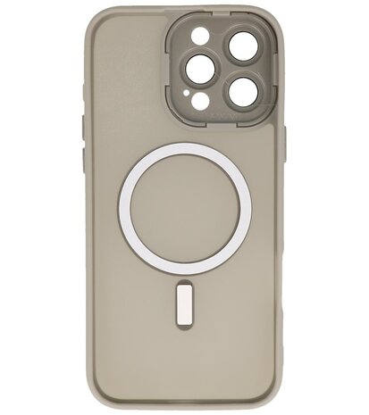Mat-Transparent met Camera Beschermer Magsafe Case voor iPhone 15 Pro Max Grijs