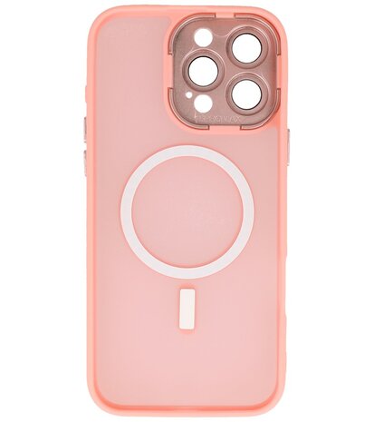 Mat-Transparent met Camera Beschermer Magsafe Case voor iPhone 15 Pro Roze