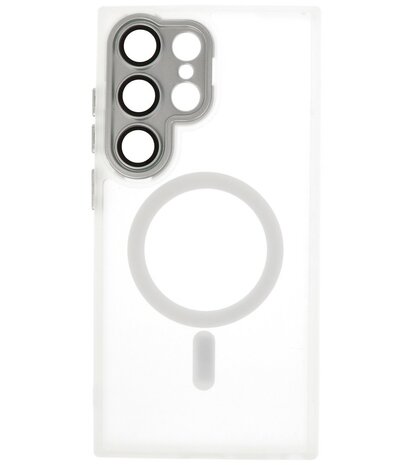 Mat-Transparent met Camera Beschermer Magsafe Case voor Samsung Galaxy S24 Ultra Wit