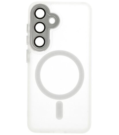 Mat-Transparent met Camera Beschermer Magsafe Case voor Samsung Galaxy S24 - S25 Wit