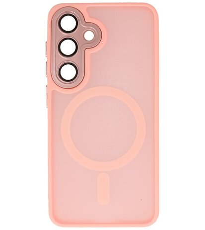 Mat-Transparent met Camera Beschermer Magsafe Case voor Samsung Galaxy S24 - S25 Roze