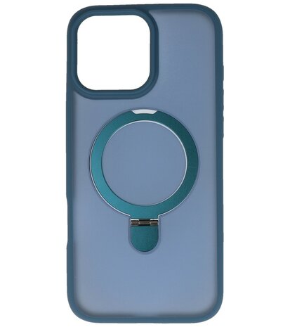 Magsafe Mat Transparant - Camera Beschermer Case met Staande Functie voor iPhone 16 Pro Max Blauw