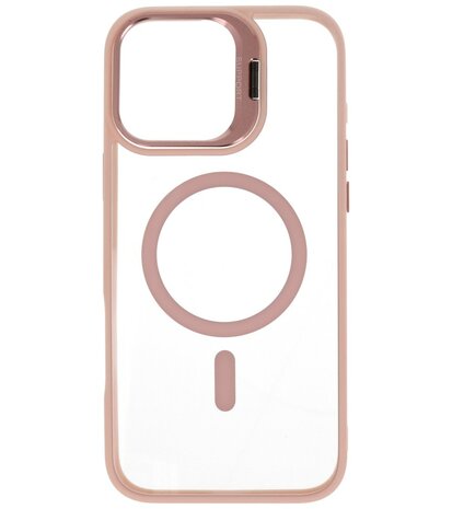 Magsafe Transparant - Camera Beschermer Case met Staande Functie voor iPhone 16 Roze