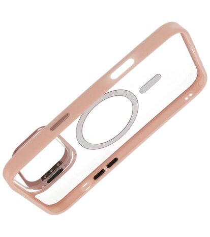 Magsafe Transparant - Camera Beschermer Case met Staande Functie voor iPhone 16 Roze