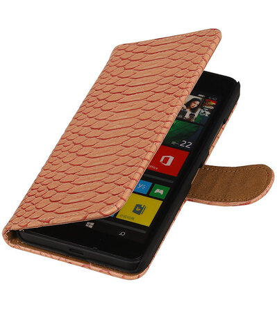 Slangen Roze Booktype Hoesje - Microsoft Lumia 640