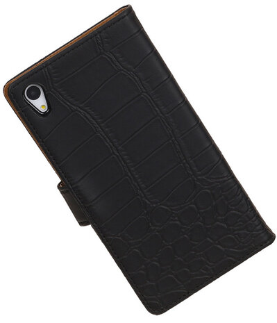 Sony Xperia Z4/Z3 Plus Croco Booktype Wallet Hoesje Zwart