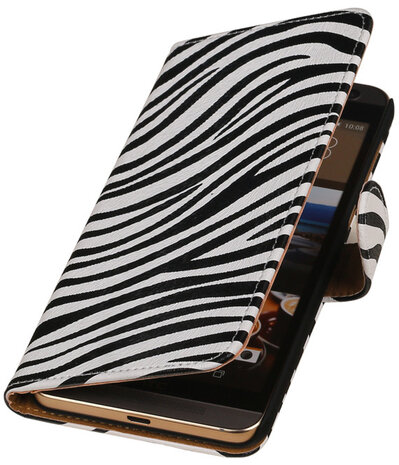 Hoesje voor HTC One E9 Plus Booktype Zebra