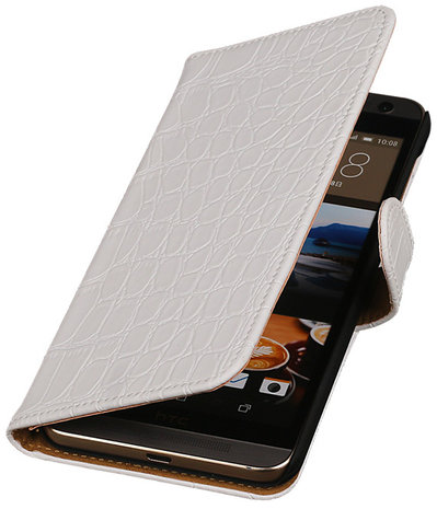 Hoesje voor HTC One E9 Plus Booktype Krokodil Wit