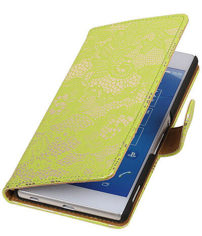 Sony Xperia Z4/Z3 Plus Lace Kant Booktype Wallet Hoesje Groen