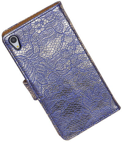 Sony Xperia Z4/Z3 Plus Lace Kant Booktype Wallet Hoesje Blauw