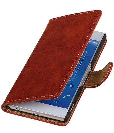 Sony Xperia Z4/Z3 Plus Bark Hout Booktype Wallet Hoesje Rood