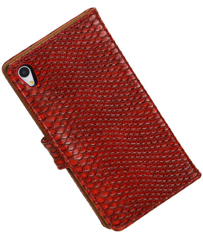 Hoesje voor Sony Xperia Z4 / Z3 Plus Slang Booktype Wallet Rood