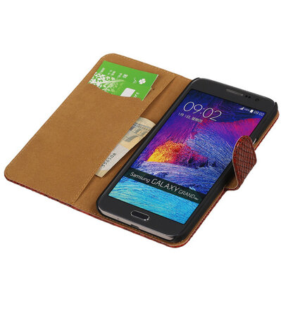 Hoesje voor Samsung Galaxy Grand Max Snake Booktype Wallet Rood