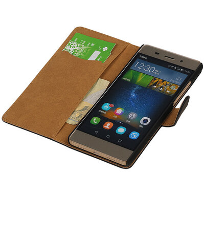 Hoesje voor Huawei P8 Lite Effen Booktype Wallet Zwart