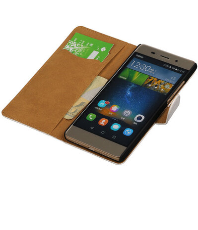 Hoesje voor Huawei P8 Lite Effen Booktype Wallet Wit