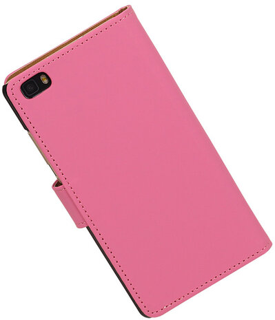 Hoesje voor Huawei P8 Lite Effen Booktype Wallet Roze