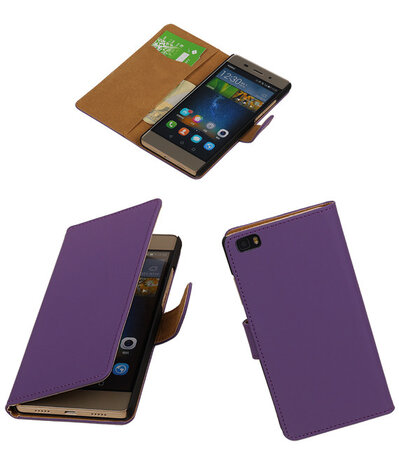 Huawei P8 Lite Effen Booktype Wallet Hoesje Paars
