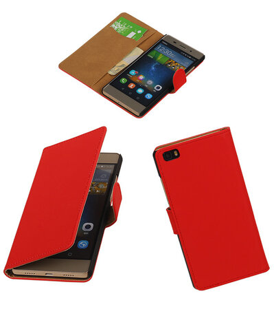 Huawei P8 Lite Effen Booktype Wallet Hoesje Rood