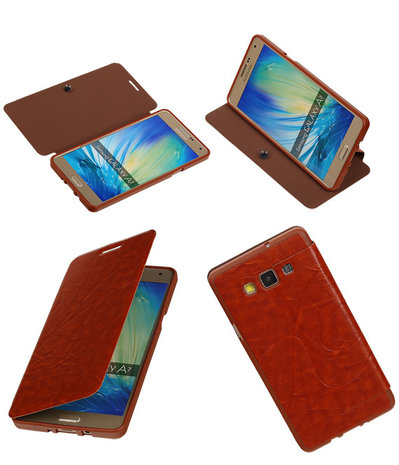 Bestcases Bruin TPU Booktype Motief Hoesje Samsung Galaxy A7