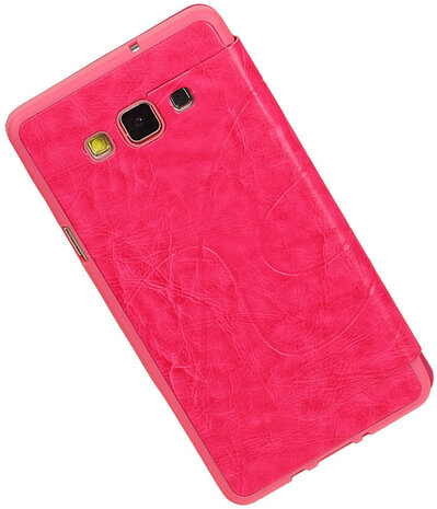 Bestcases Roze TPU Booktype Motief Hoesje voor Samsung Galaxy A7 2015