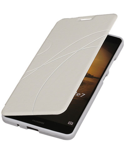 Bestcases Wit TPU Booktype Motief Hoesje voor Huawei Ascend Mate 7