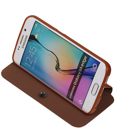 Bestcases Bruin TPU Booktype Motief Hoesje voor Samsung Galaxy S6 Edge