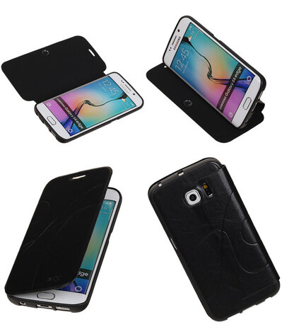 Bestcases Zwart TPU Booktype Motief Hoesje Samsung Galaxy S6 Edge