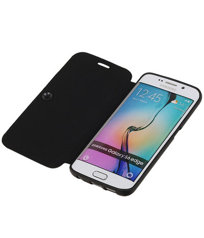 Bestcases Zwart TPU Booktype Motief Hoesje voor Samsung Galaxy S6 Edge