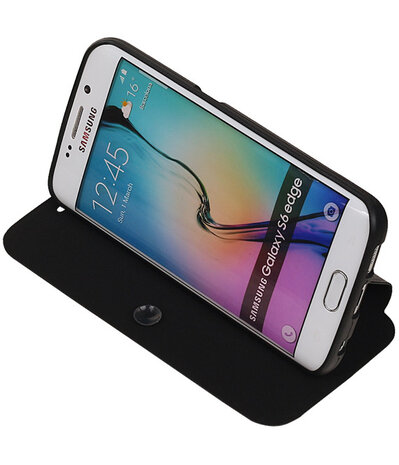 Bestcases Zwart TPU Booktype Motief Hoesje voor Samsung Galaxy S6 Edge