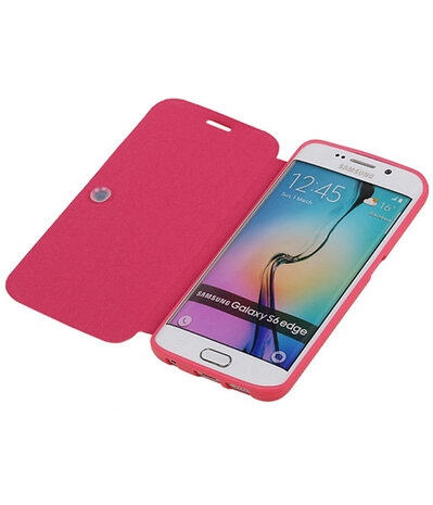 Bestcases Roze TPU Booktype Motief Hoesje voor Samsung Galaxy S6 Edge