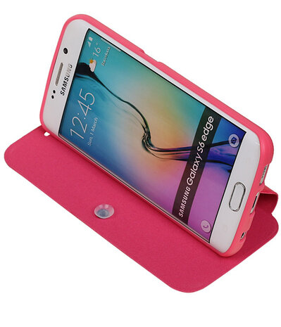 Bestcases Roze TPU Booktype Motief Hoesje voor Samsung Galaxy S6 Edge