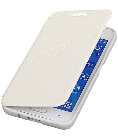 Bestcases Wit TPU Booktype Motief Hoesje voor Samsung Galaxy Core 2
