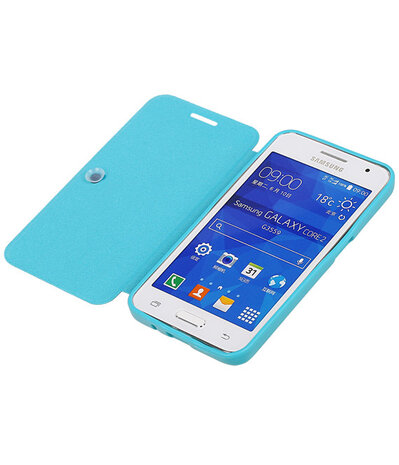 Bestcases Turquoise TPU Booktype Motief Hoesje voor Samsung Galaxy Core 2