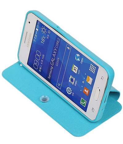 Bestcases Turquoise TPU Booktype Motief Hoesje voor Samsung Galaxy Core 2